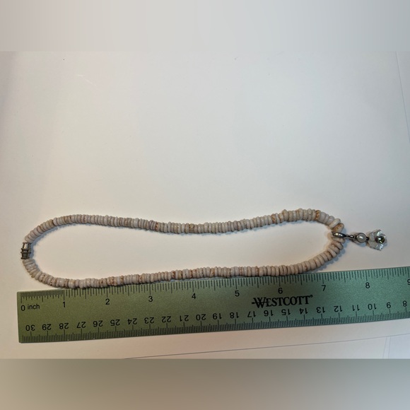 VINTAGE SHELL HEISHI Beads sterling silver flower Pendant NECKLACE vintage pearl - Picture 11 of 16